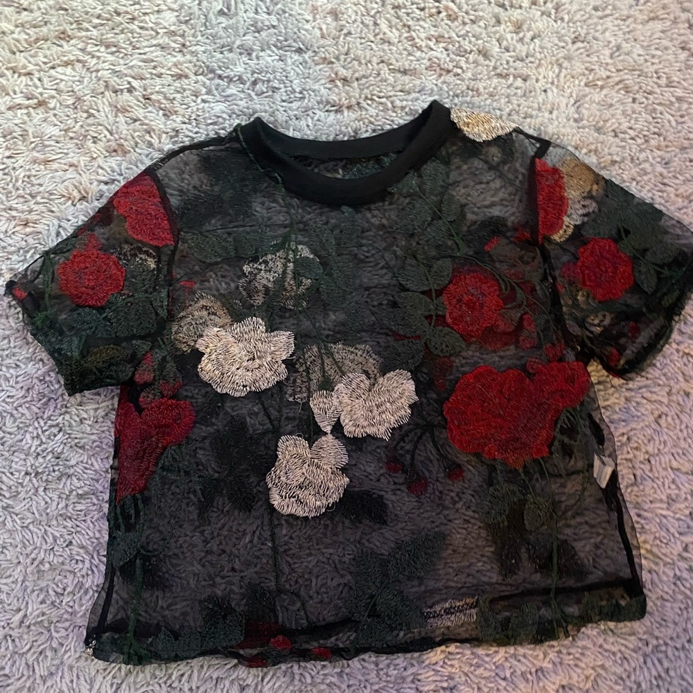 Mesh floral crop top